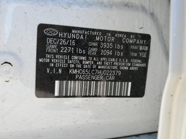2017 HYUNDAI IONIQ - KMHC65LC7HU022379