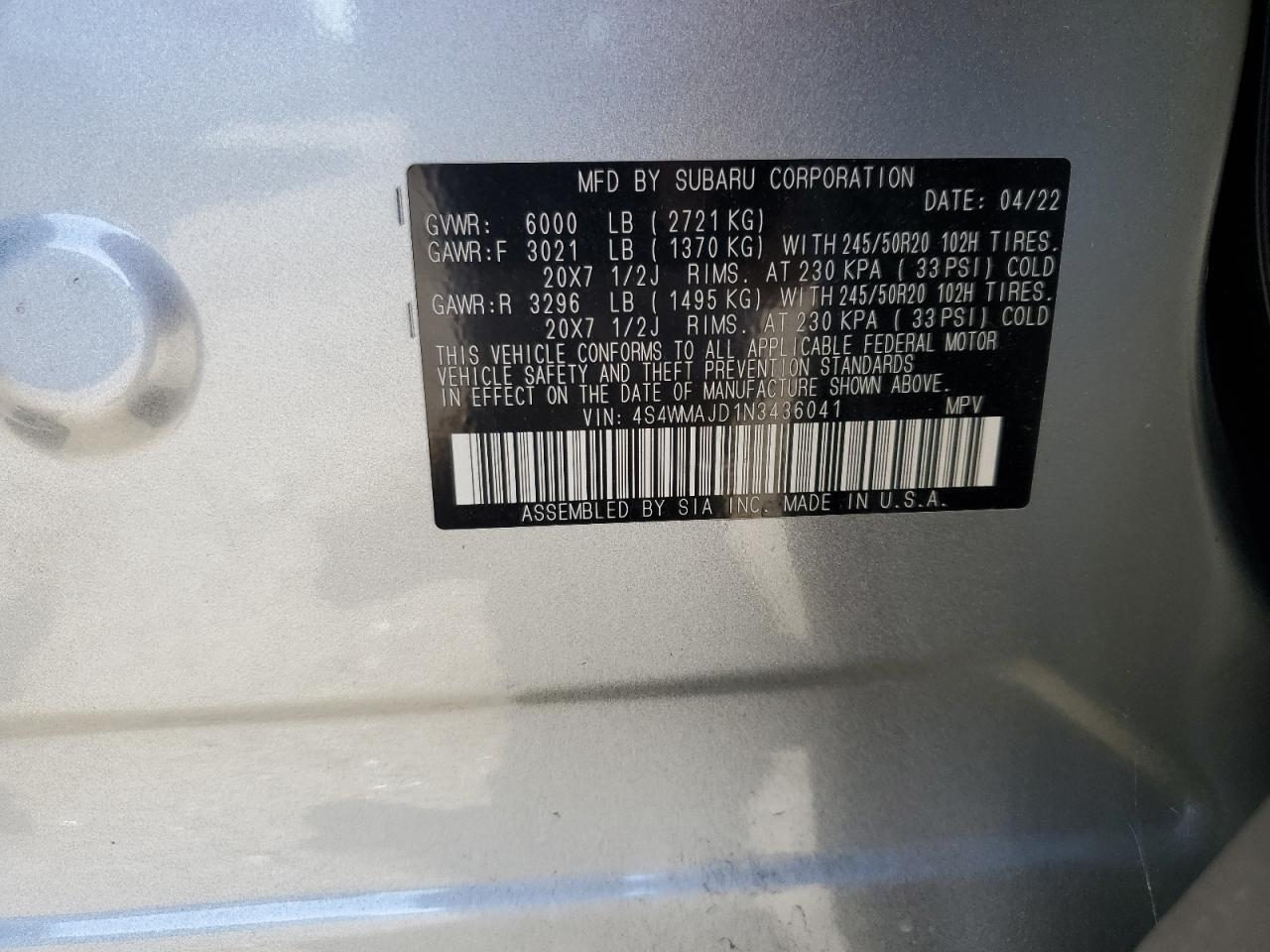 SUBARU ASCENT ONYX EDITION