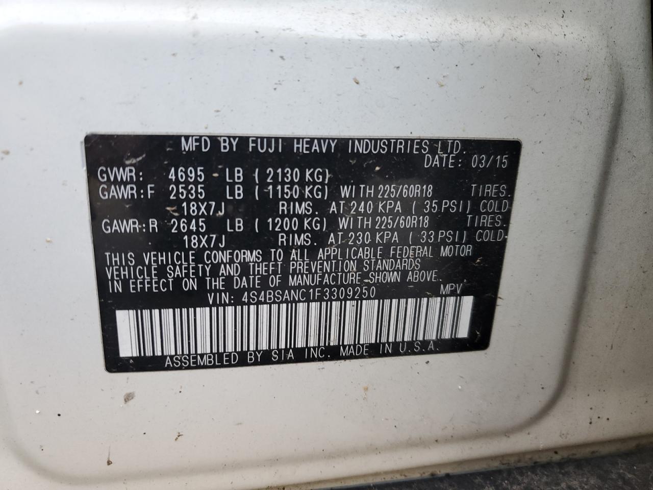 SUBARU OUTBACK 2.5I LIMITED