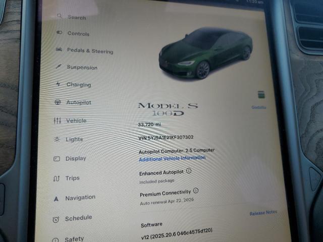 2019 TESLA MODEL S 5YJSA1E21KF307302