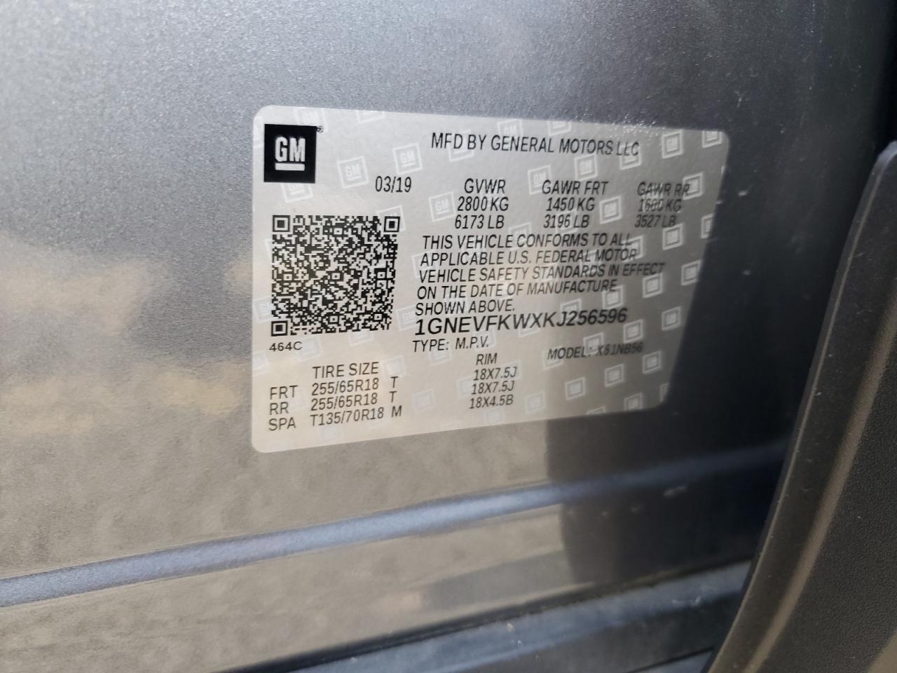 Lot #3311621239 2019 CHEVROLET TRAVERSE L