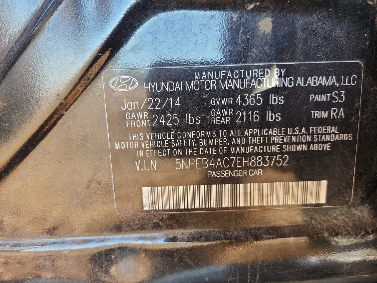 Lot #3270107784 2014 HYUNDAI SONATA GLS