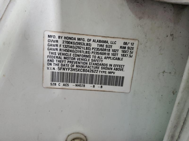 2012 HONDA PILOT EXL - 5FNYF3H5XCB042622