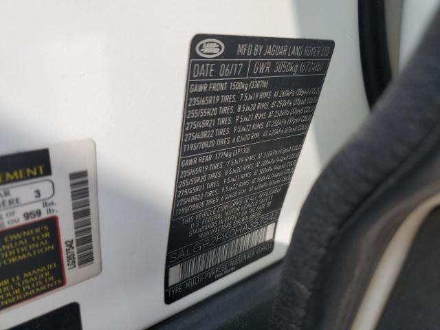 2017 LAND ROVER RANGE ROVE - SALGR2FK0HA357542