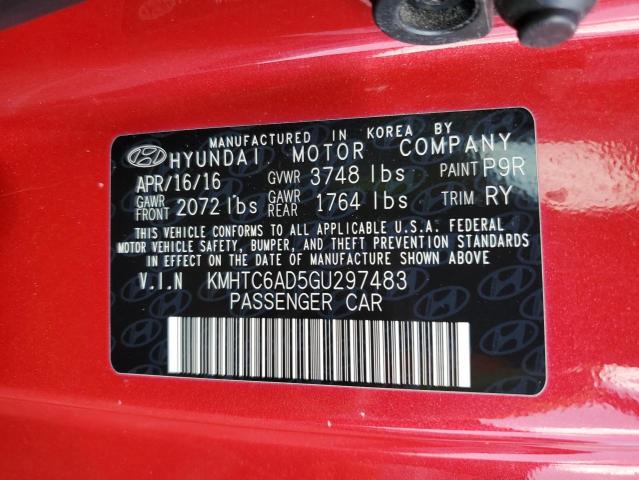 2016 HYUNDAI VELOSTER KMHTC6AD5GU297483