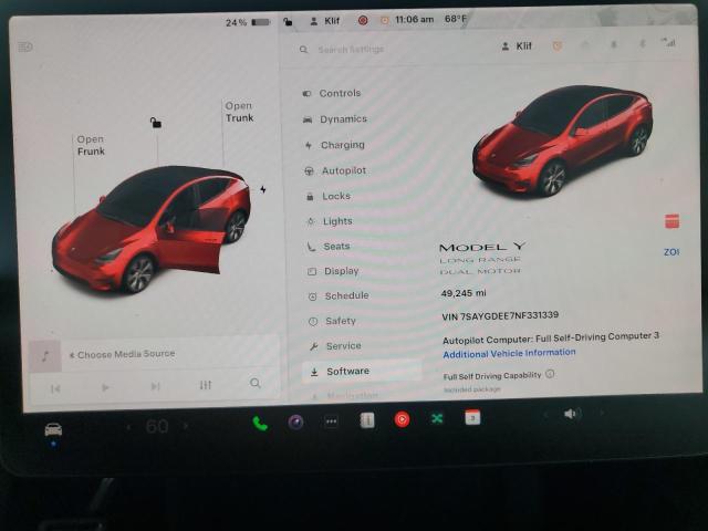 2022 TESLA MODEL Y 7SAYGDEE7NF331339