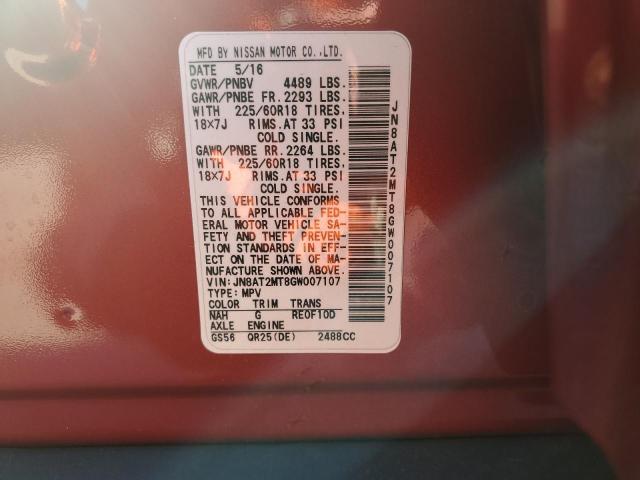 2016 NISSAN ROGUE S - JN8AT2MT8GW007107