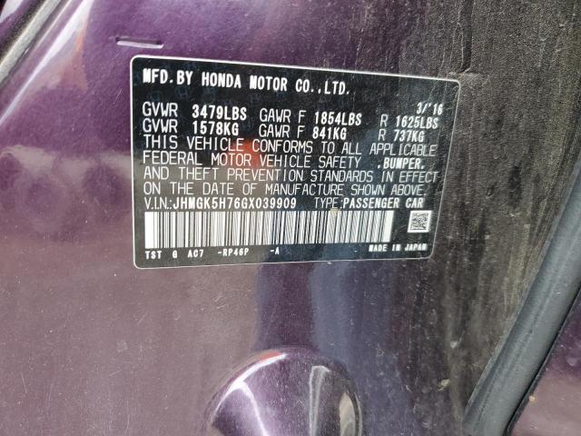 2016 HONDA FIT EX #3293728919