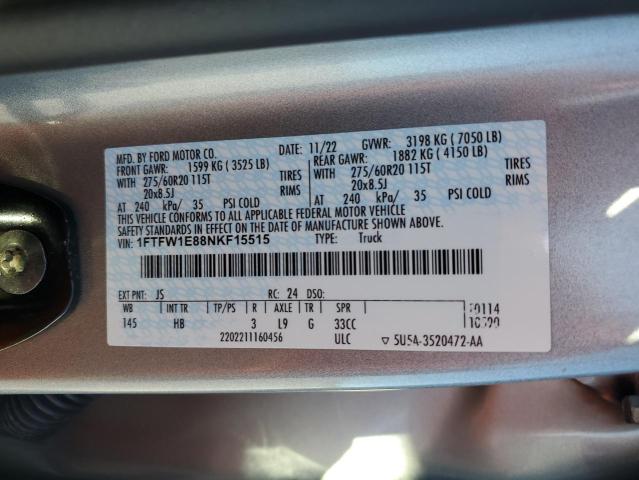 2022 FORD F150 SUPERCREW - 1FTFW1E88NKF15515