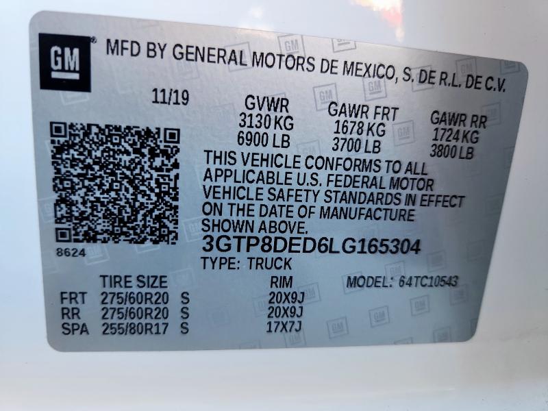 2020 GMC SIERRA C15 - 3GTP8DED6LG165304