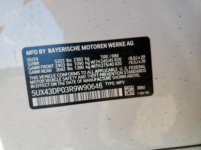 2024 BMW X3 SDRIVE3 - 5UX43DP03R9W90646
