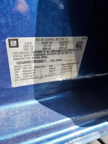 2015 CHEVROLET SILVERADO K1500 LT 1GCUKREC7FF202617