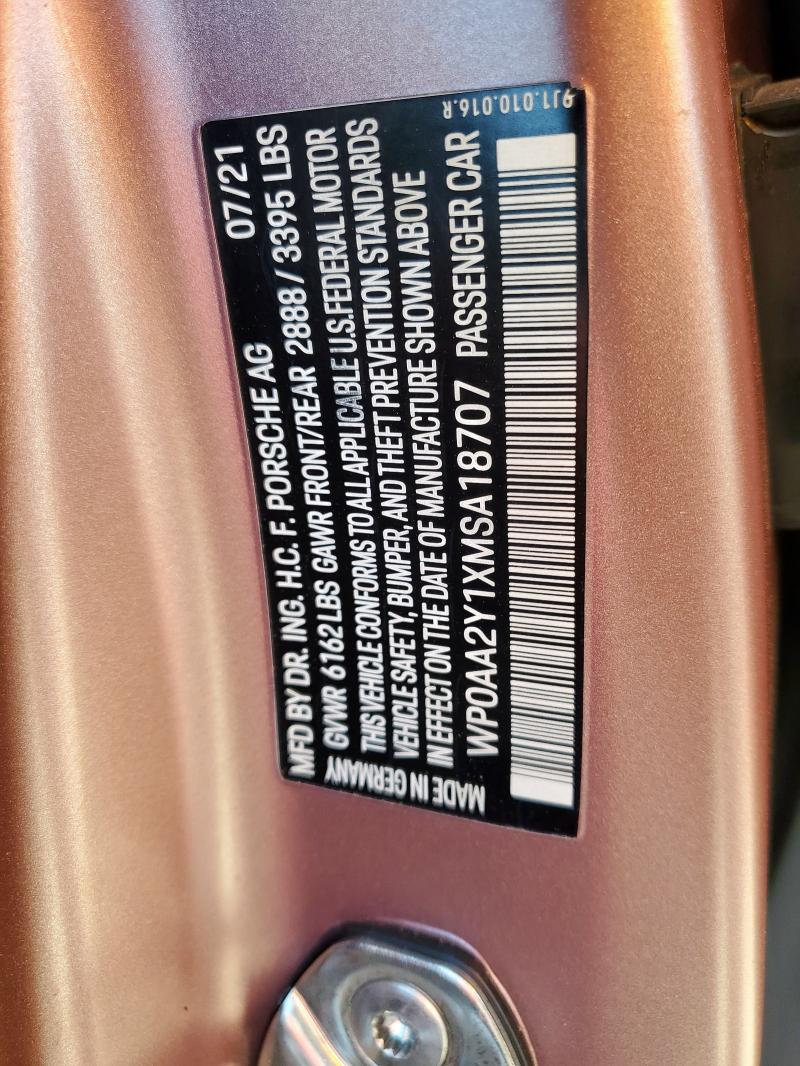 2021 PORSCHE TAYCAN - WP0AA2Y1XMSA18707