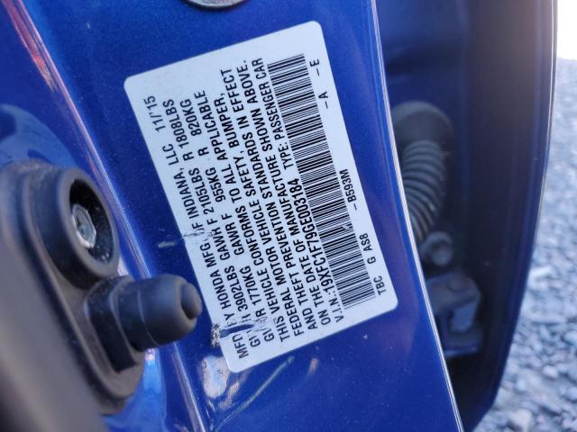 2016 HONDA CIVIC EXL 19XFC1F79GE003184