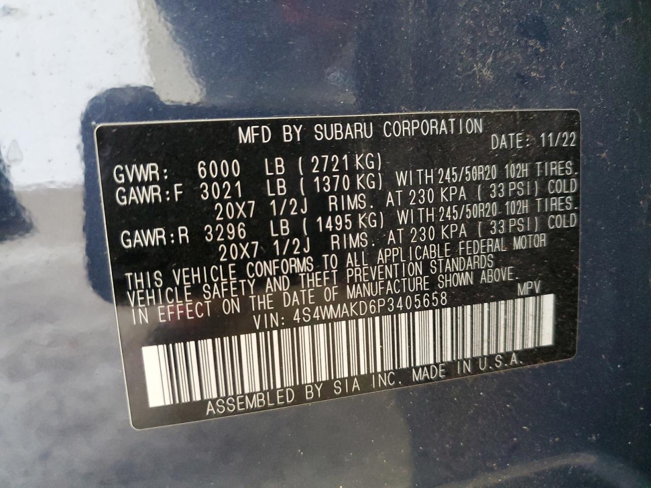 SUBARU ASCENT LIMITED