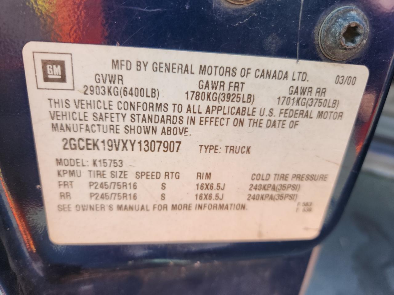 Lot #3266819940 2000 CHEVROLET SILVERADO