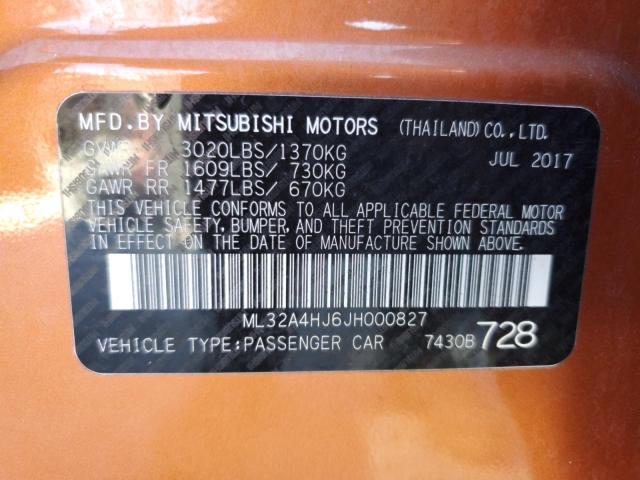 2018 MITSUBISHI MIRAGE SE ML32A4HJ6JH000827