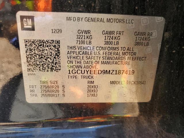 2021 CHEVROLET SILVERADO - 1GCUYEED9MZ187419