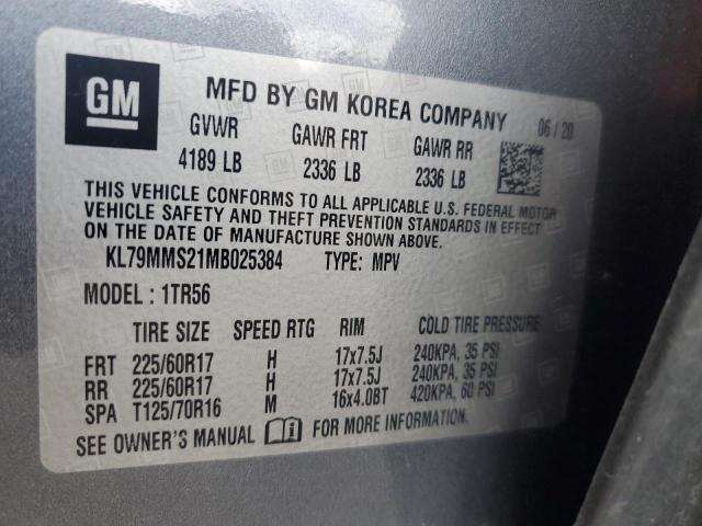 2021 CHEVROLET TRAILBLAZE KL79MMS21MB025384