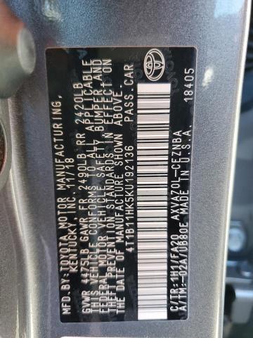 2019 TOYOTA CAMRY L - 4T1B11HK5KU192136