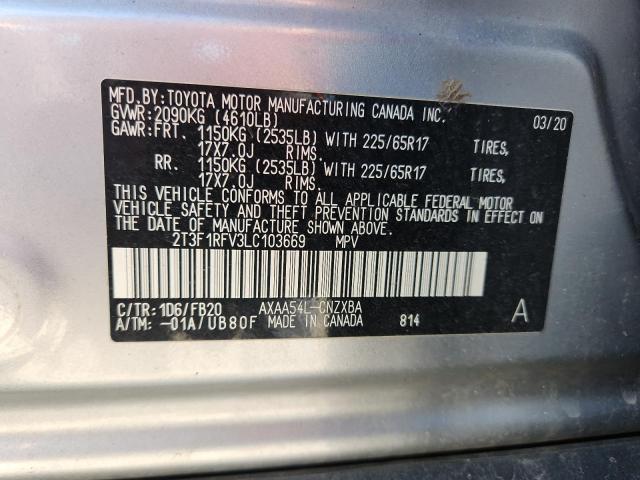 2020 TOYOTA RAV4 LE - 2T3F1RFV3LC103669