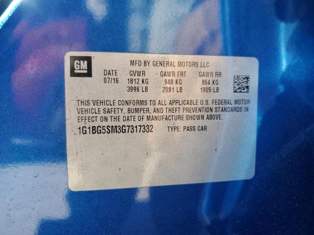 2016 CHEVROLET CRUZE PREM 1G1BG5SM3G7317332