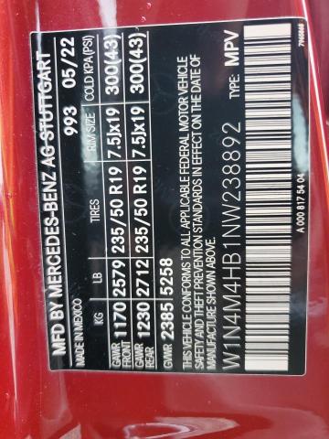2022 MERCEDES-BENZ GLB 250 4MATIC W1N4M4HB1NW238892