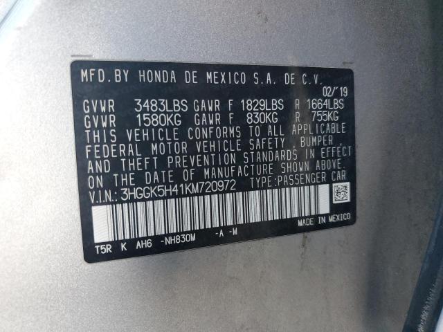 2019 HONDA FIT LX 3HGGK5H41KM720972