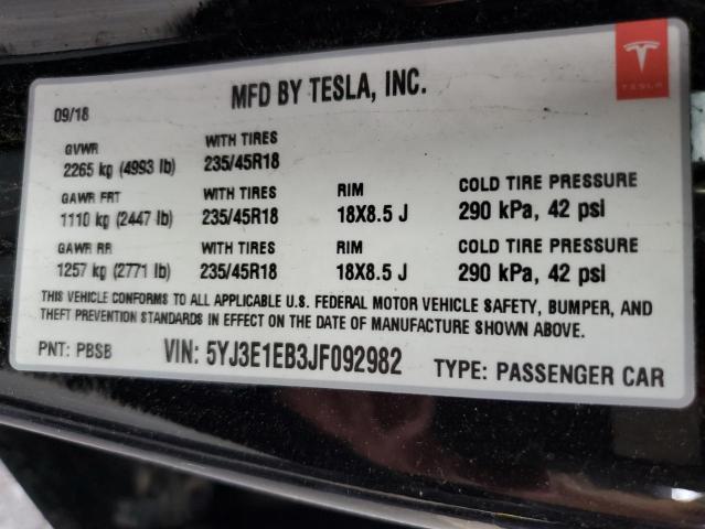 2018 TESLA MODEL 3 - 5YJ3E1EB3JF092982