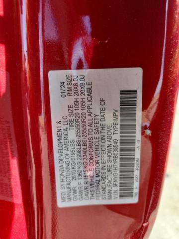 2024 HONDA PILOT TOUR 5FNYG1H71RB038549