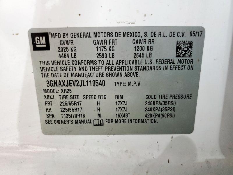 2018 CHEVROLET EQUINOX LT - 3GNAXJEV2JL110540