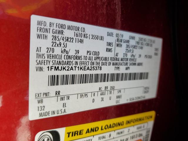 2019 FORD EXPEDITION 1FMJK2AT1KEA25378