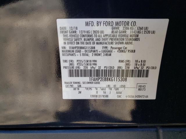 2019 FORD TAURUS SEL #3304565444