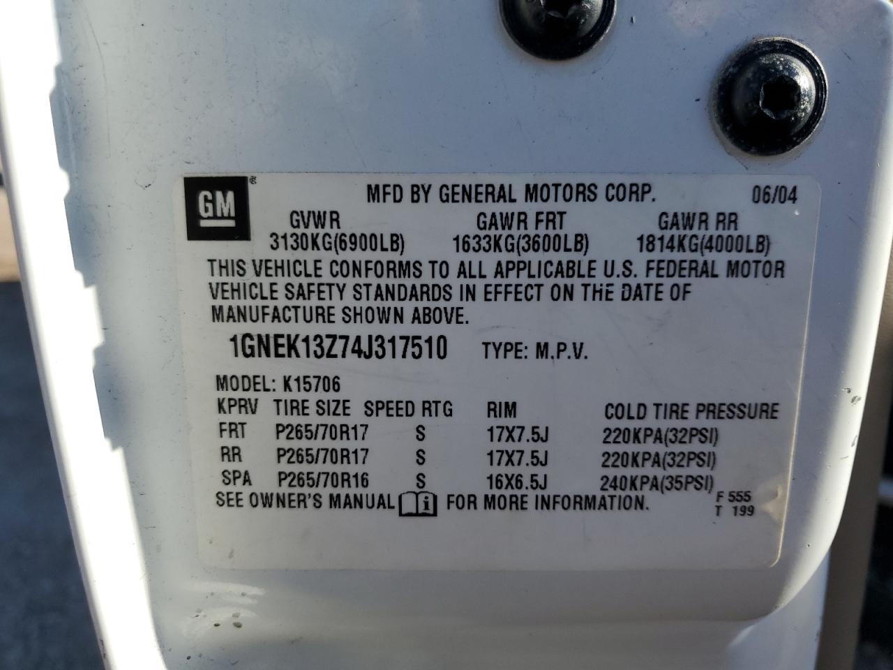 Lot #3257014582 2004 CHEVROLET TAHOE K150