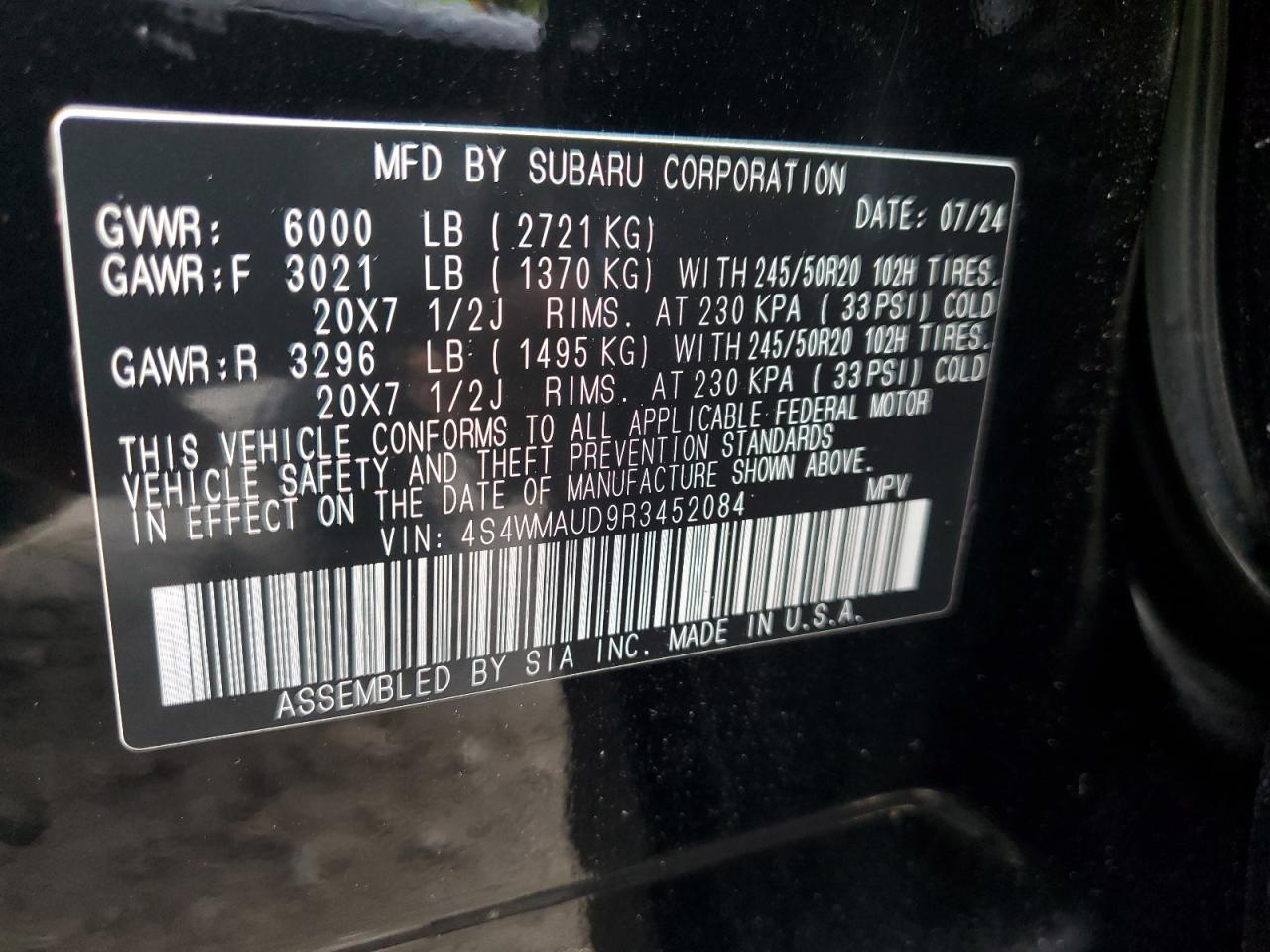 SUBARU ASCENT LIMITED