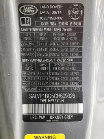 2012 LAND ROVER RANGE ROVE - SALVP1BG5CH609326