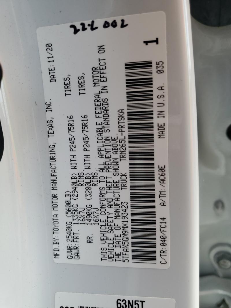 2021 TOYOTA TACOMA DOU - 5TFAX5GN9MX193423