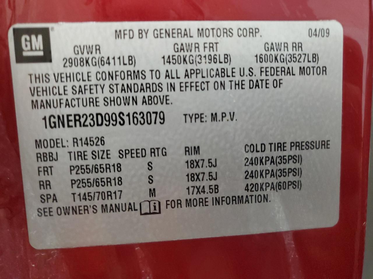 Lot #3278802627 2009 CHEVROLET TRAVERSE L