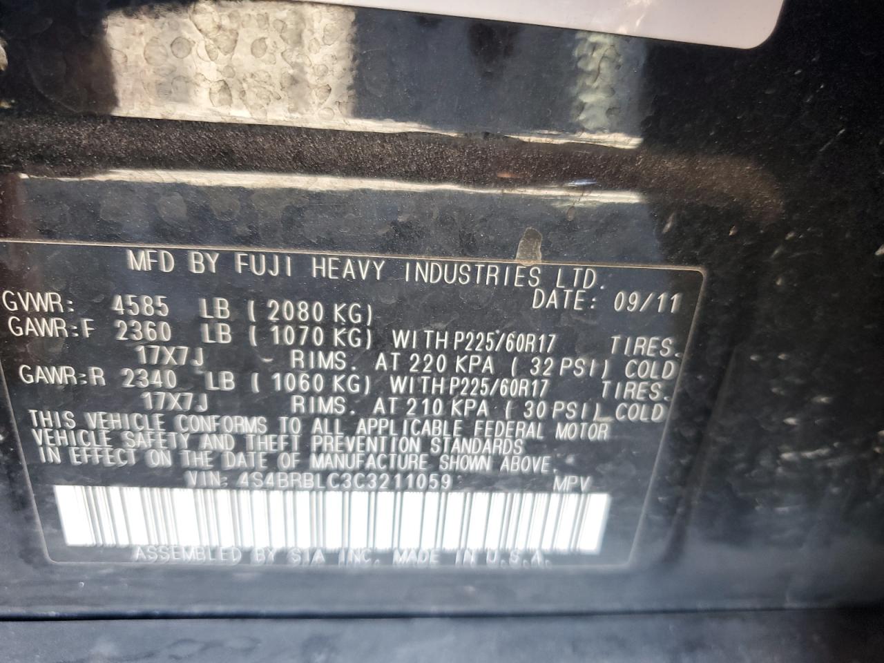 SUBARU OUTBACK 2.5I LIMITED