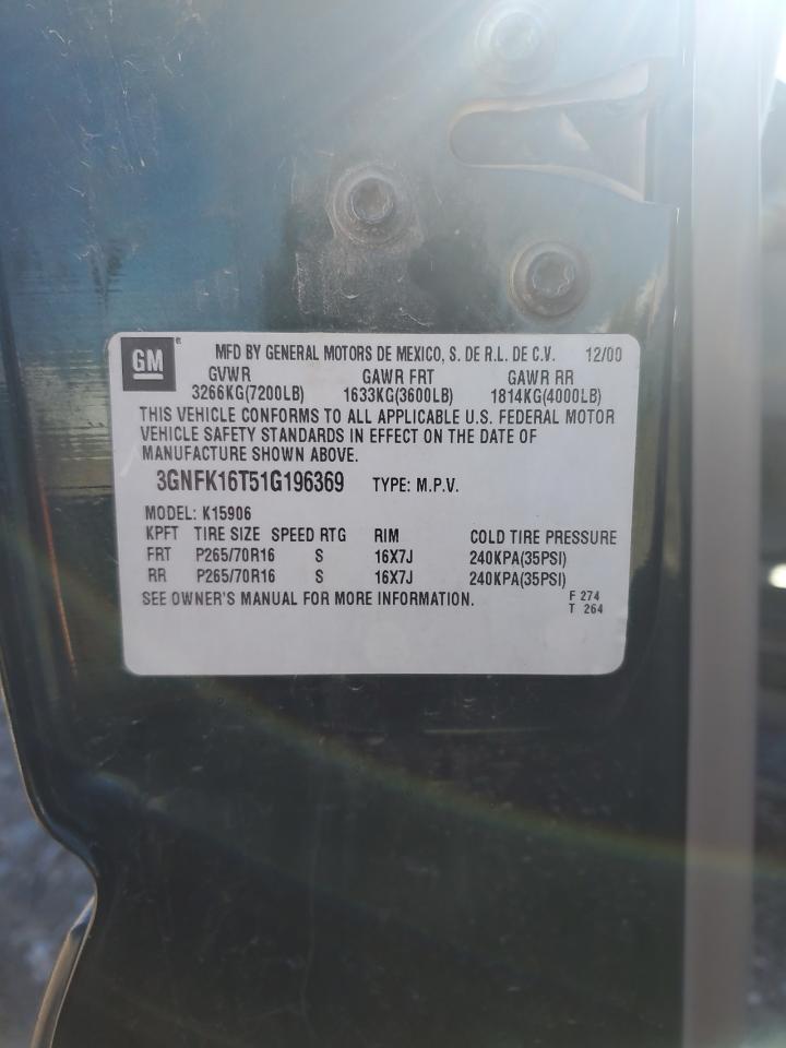 Lot #3284881035 2001 CHEVROLET SUBURBAN K