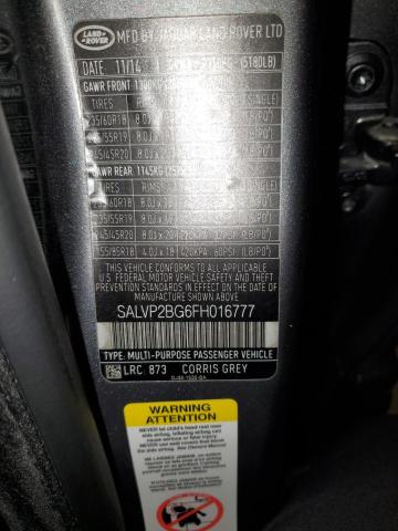 2015 LAND ROVER RANGE ROVE - SALVP2BG6FH016777