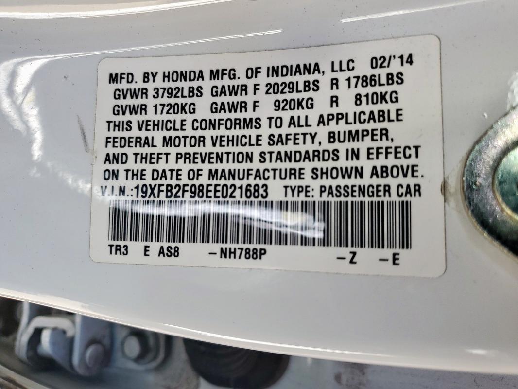 2014 HONDA CIVIC EXL - 19XFB2F98EE021683