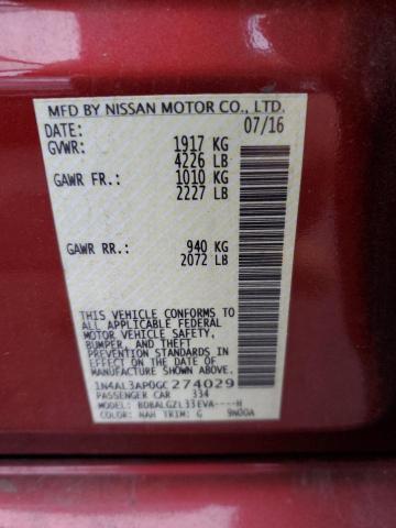 2016 NISSAN ALTIMA 2.5 - 1N4AL3AP0GC274029