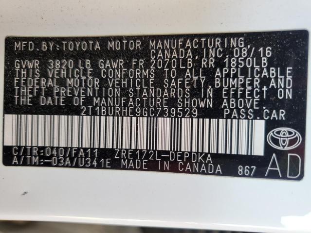 2016 TOYOTA COROLLA L #3303742430