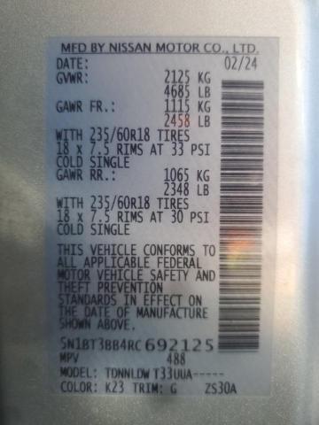 2024 NISSAN ROGUE SV - 5N1BT3BB4RC692125