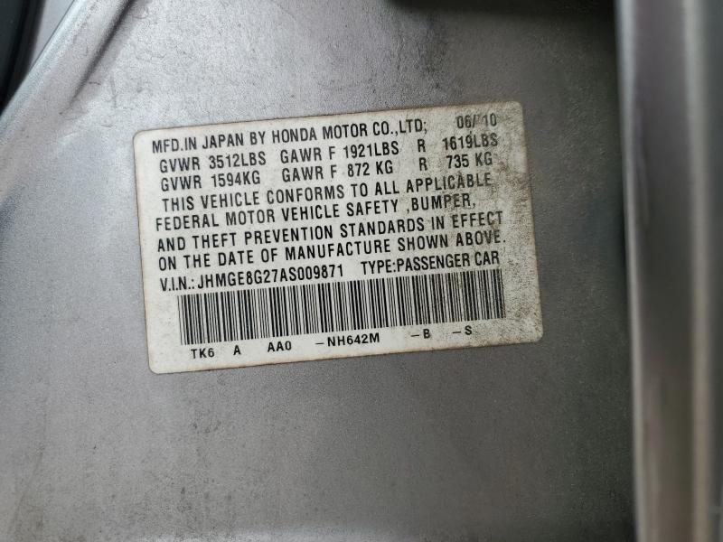 2010 HONDA FIT - JHMGE8G27AS009871