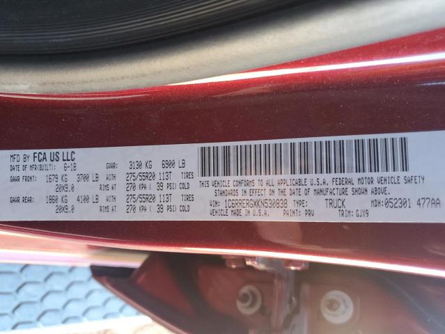 2019 RAM 1500 LARAM - 1C6RRERGXKN530838