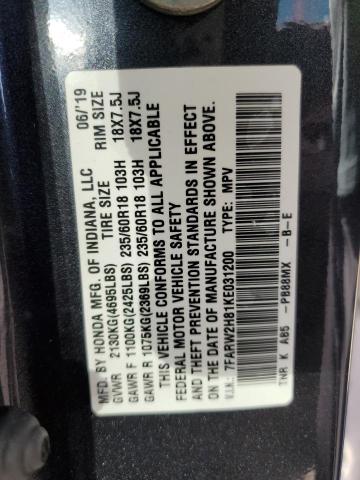 2019 HONDA CR-V EXL - 7FARW2H81KE031200