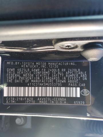 2021 TOYOTA CAMRY LE #3287779101