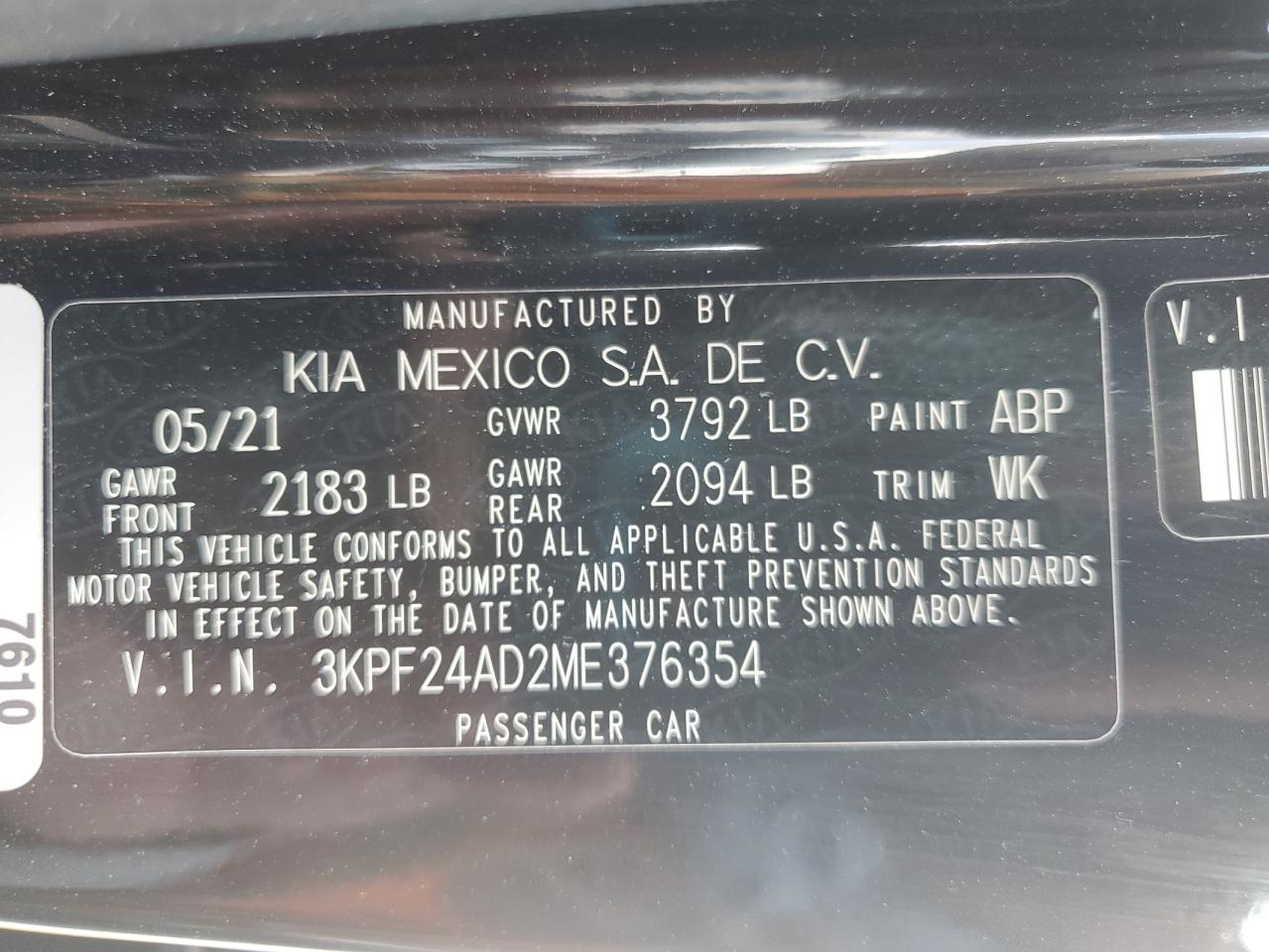 Lot #3311653233 2021 KIA FORTE FE